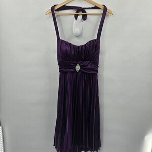 Speechless Purple Halter Homecoming Pleated Mini Dress Medium